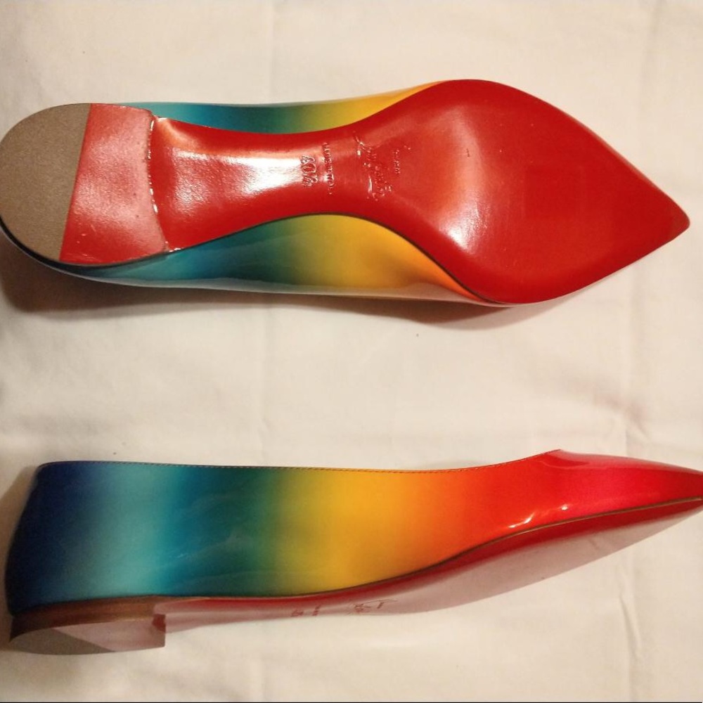 Louboutin Rainbow Flats size 10 US (49.5 EU) women w bag and box
